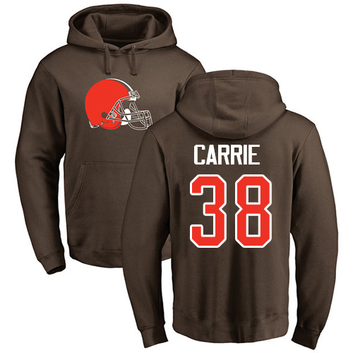 Men Cleveland Browns T J Carrie Brown Jersey #38 NFL Football Name and Number Logo Pullover Hoodie Sweatshirt